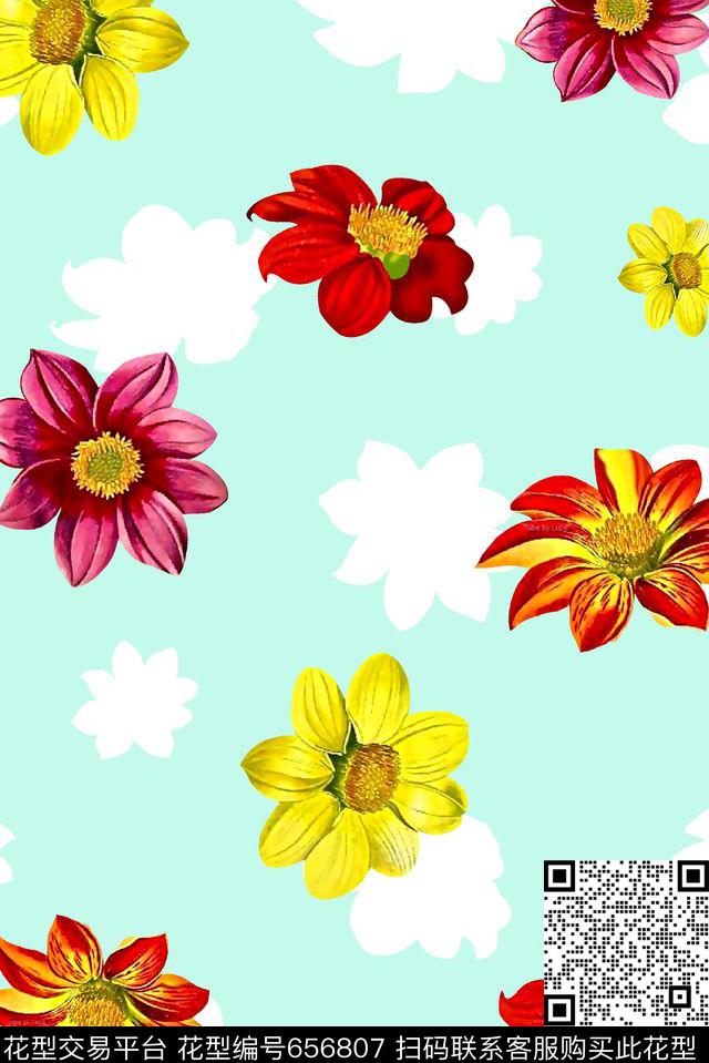 抽象手绘满版高清花卉最新高清数码花卉水彩花卉数码印花华亿平台下载（图片编号: 656807） - 瓦栏（Walan）