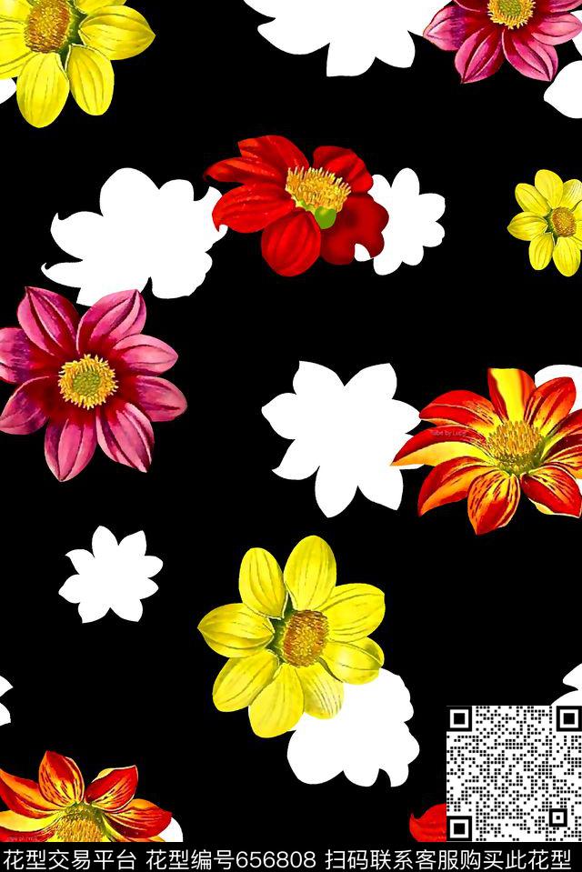 抽象手绘满版高清花卉最新高清数码花卉水彩花卉数码印花华亿平台下载（图片编号: 656808） - 瓦栏（Walan）