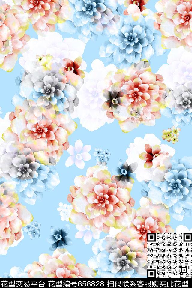 女装花卉简约花卉数码印花华亿平台下载（图片编号: 656828） - 瓦栏（Walan）