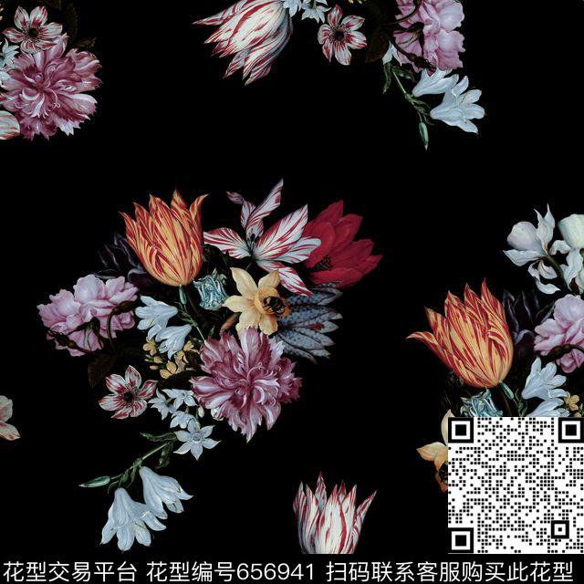 油画花卉水仙花百合数码印花华亿平台下载（图片编号: 656941） - 瓦栏（Walan）