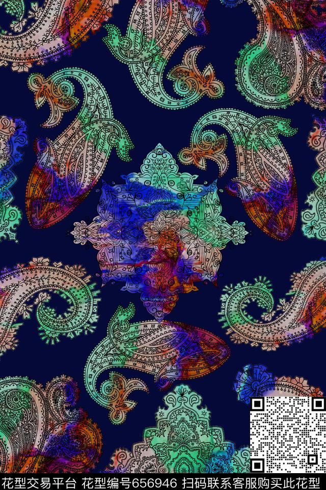 佩斯利多彩泳装数码印花华亿平台下载（图片编号: 656946） - 瓦栏（Walan）