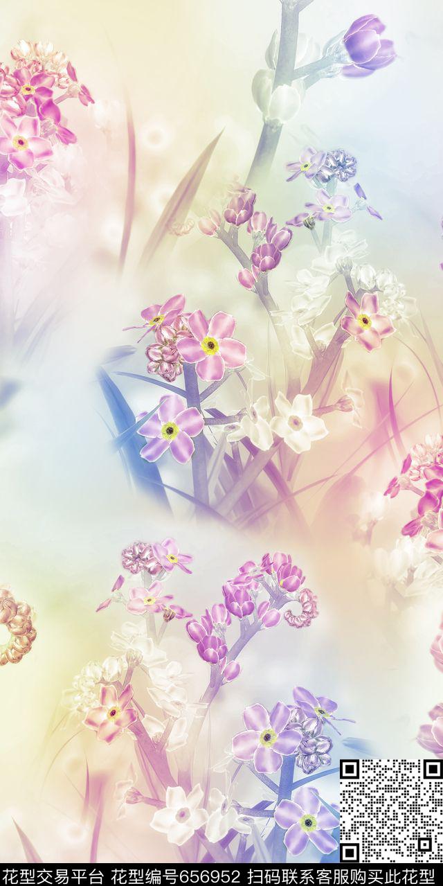 花瓣小碎花花卉数码印花华亿平台下载（图片编号: 656952） - 瓦栏（Walan）