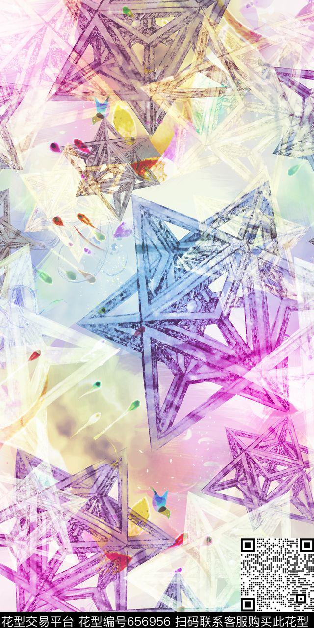 抽象不规则几何三角形数码印花华亿平台下载（图片编号: 656956） - 瓦栏（Walan）
