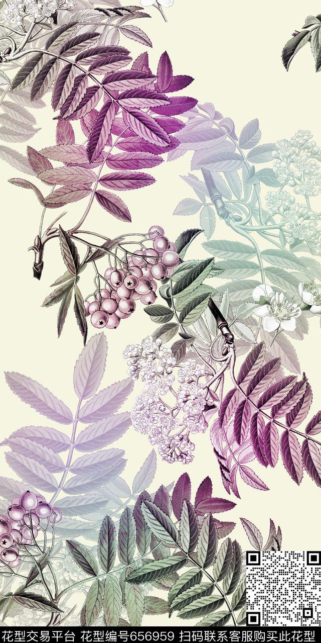 小碎花竹叶花朵数码印花华亿平台下载（图片编号: 656959） - 瓦栏（Walan）