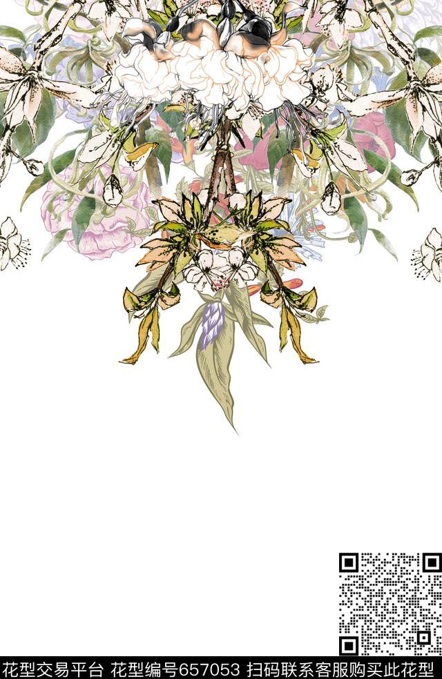 定位植物花卉数码印花华亿平台下载（图片编号: 657053） - 瓦栏（Walan）