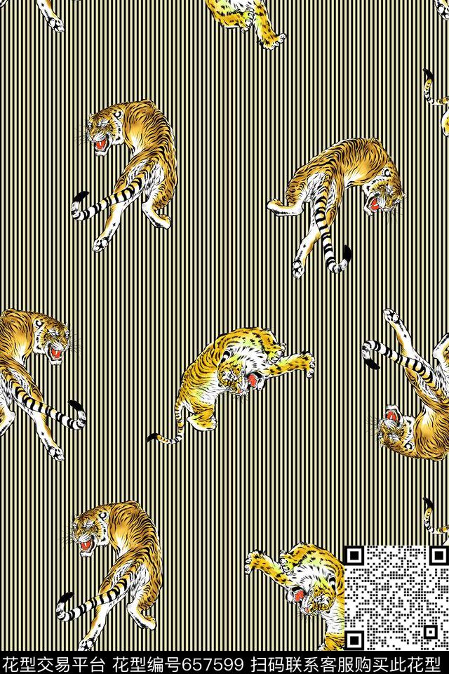 老虎动物条纹数码印花华亿平台下载（图片编号: 657599） - 瓦栏（Walan）