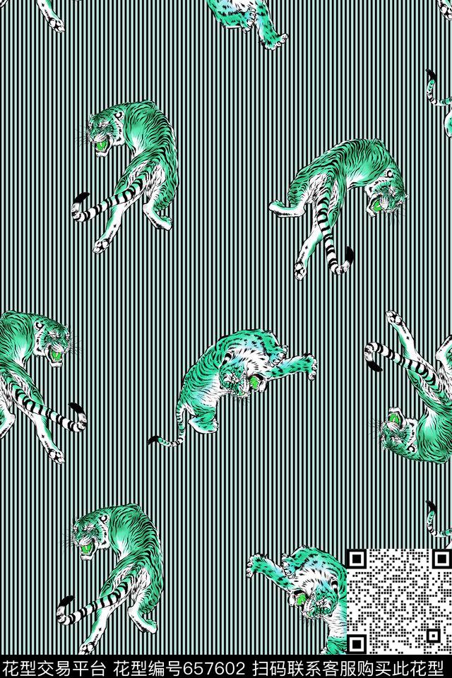 老虎动物条纹数码印花华亿平台下载（图片编号: 657602） - 瓦栏（Walan）