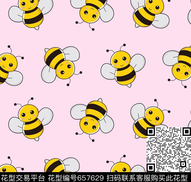 童装小可爱蜜蜂传统印花华亿平台下载（图片编号: 657629） - 瓦栏（Walan）