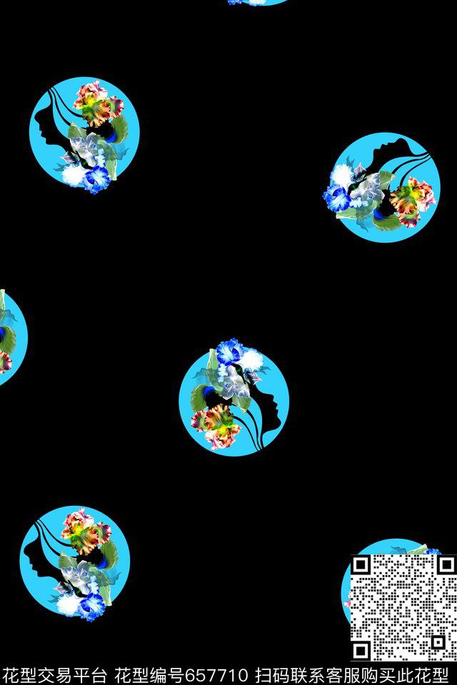 流行时尚波点花卉数码印花华亿平台下载（图片编号: 657710） - 瓦栏（Walan）