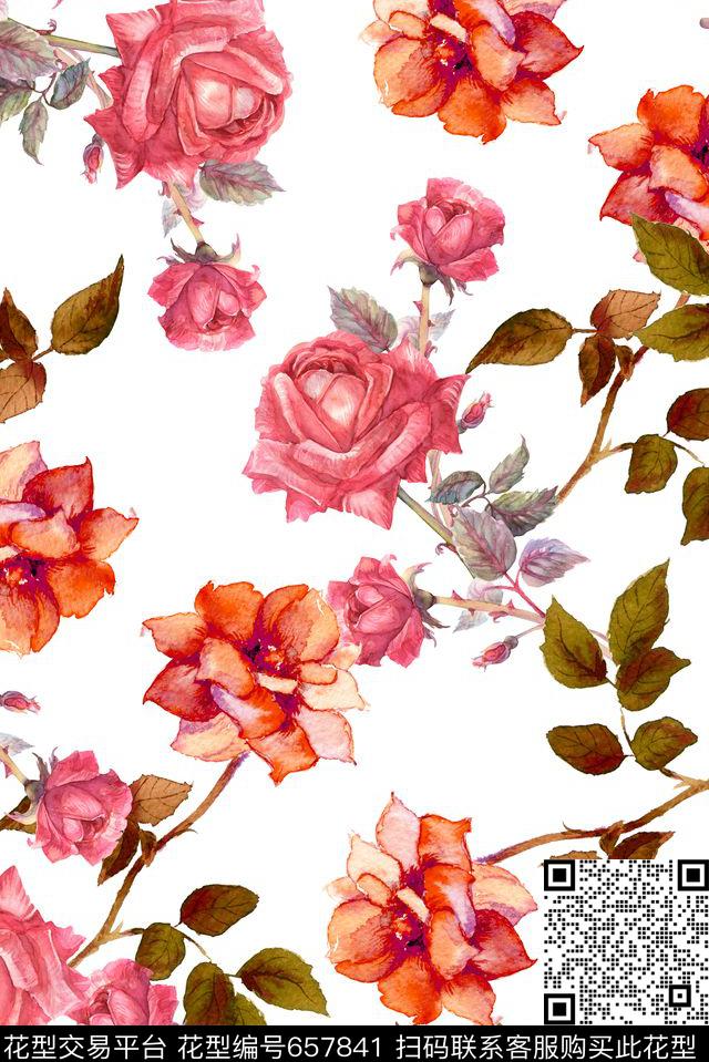 手绘清爽大方数码印花华亿平台下载（图片编号: 657841） - 瓦栏（Walan）