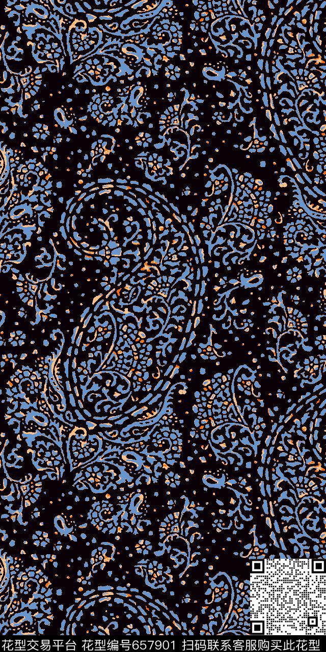 佩斯利经典民族风火腿花传统印花华亿平台下载（图片编号: 657901） - 瓦栏（Walan）