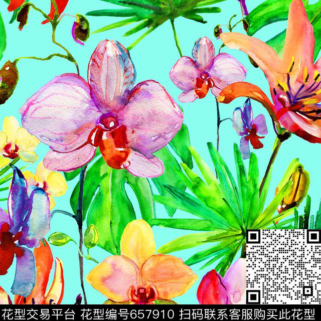 多色花夲小清晰花夲数码印花华亿平台下载（图片编号: 657910） - 瓦栏（Walan）