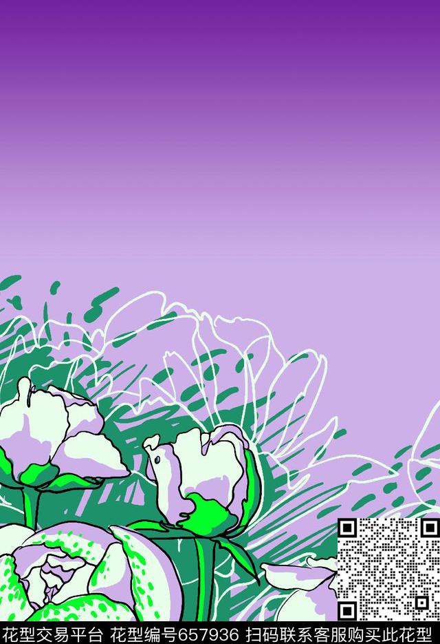 渐变花传统印花华亿平台下载（图片编号: 657936） - 瓦栏（Walan）