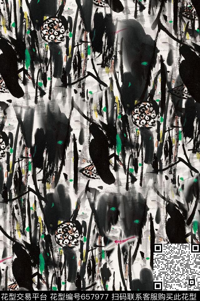 抽象水墨传统传统印花华亿平台下载（图片编号: 657977） - 瓦栏（Walan）