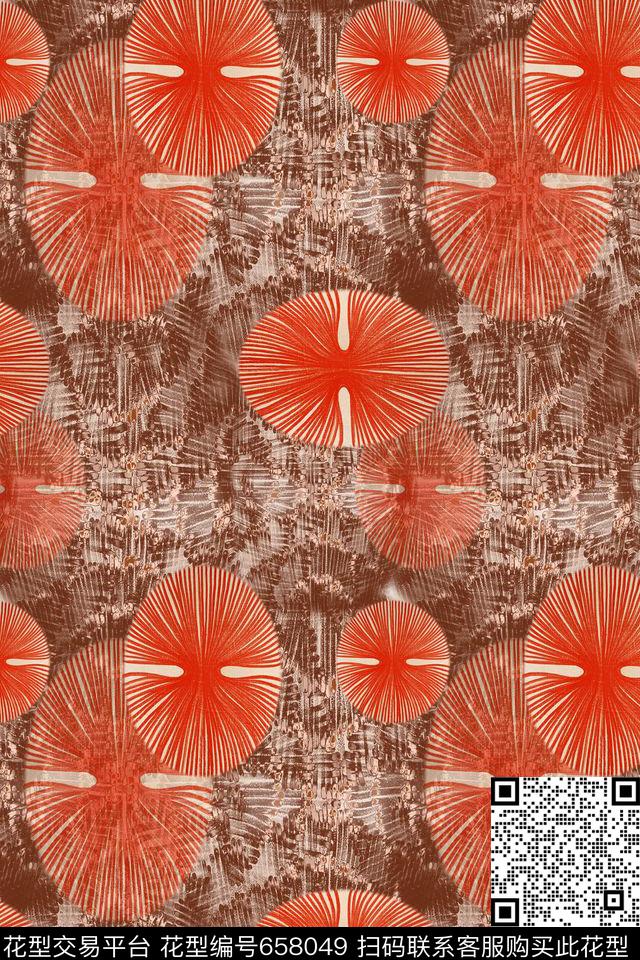 抽象图案手绘肌理椭圆组合数码印花华亿平台下载（图片编号: 658049） - 瓦栏（Walan）