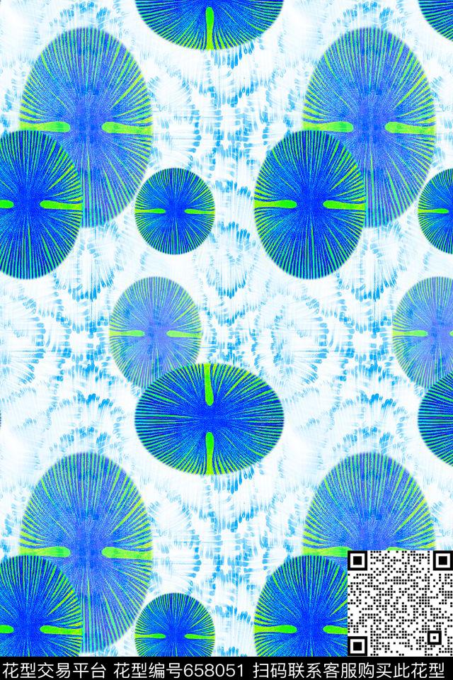 抽象图案手绘肌理椭圆组合数码印花华亿平台下载（图片编号: 658051） - 瓦栏（Walan）