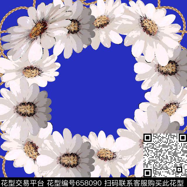 花卉大牌时尚方巾丝巾传统印花华亿平台下载（图片编号: 658090） - 瓦栏（Walan）