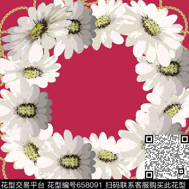 花卉大牌时尚方巾丝巾传统印花华亿平台下载（图片编号: 658091） - 瓦栏（Walan）