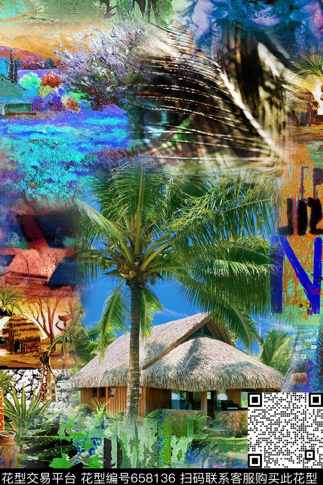 女装风景热带数码印花华亿平台下载（图片编号: 658136） - 瓦栏（Walan）