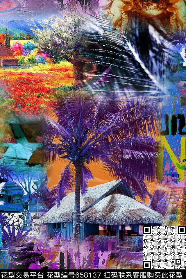 女装风景热带数码印花华亿平台下载（图片编号: 658137） - 瓦栏（Walan）