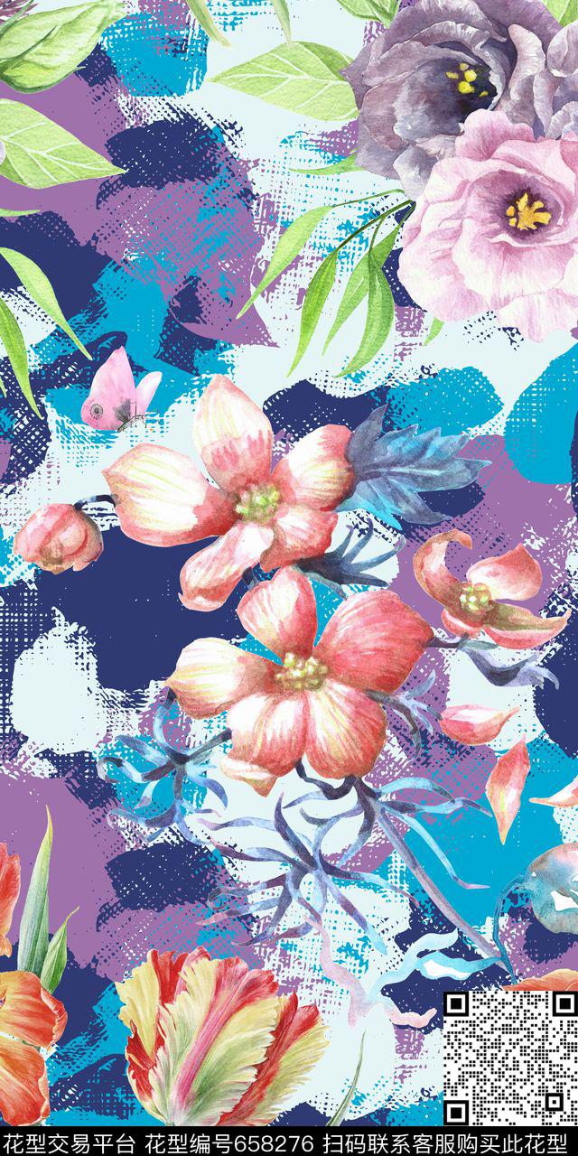 迷彩手绘热带数码印花华亿平台下载（图片编号: 658276） - 瓦栏（Walan）