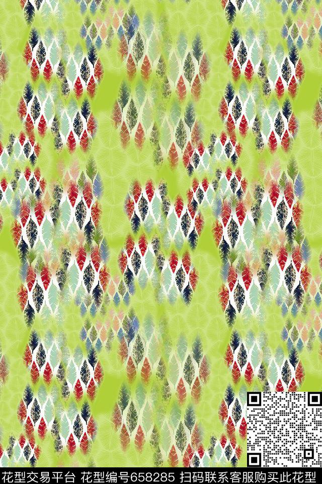 抽象叶子热带海滨度假叶子组合数码印花华亿平台下载（图片编号: 658285） - 瓦栏（Walan）