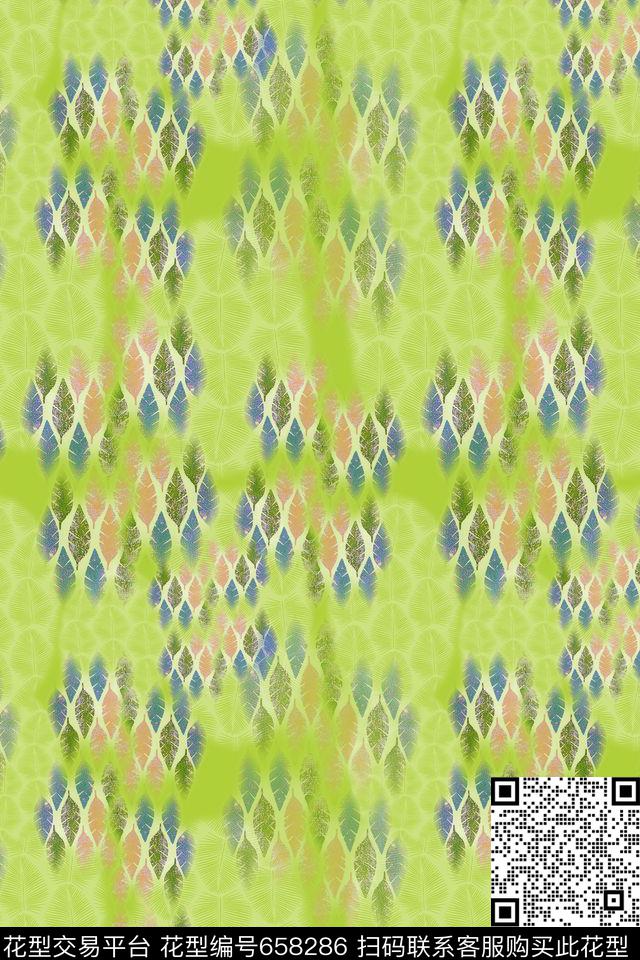 抽象叶子热带海滨度假叶子组合数码印花华亿平台下载（图片编号: 658286） - 瓦栏（Walan）