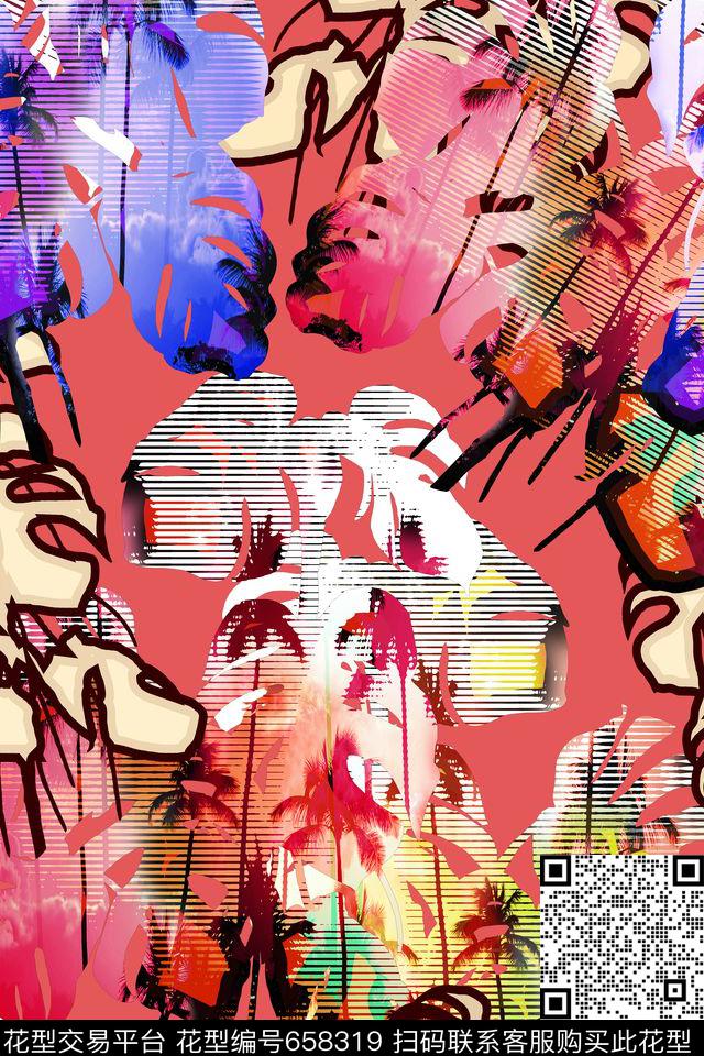 男女泳装四方连续花鸟植物数码印花华亿平台下载（图片编号: 658319） - 瓦栏（Walan）