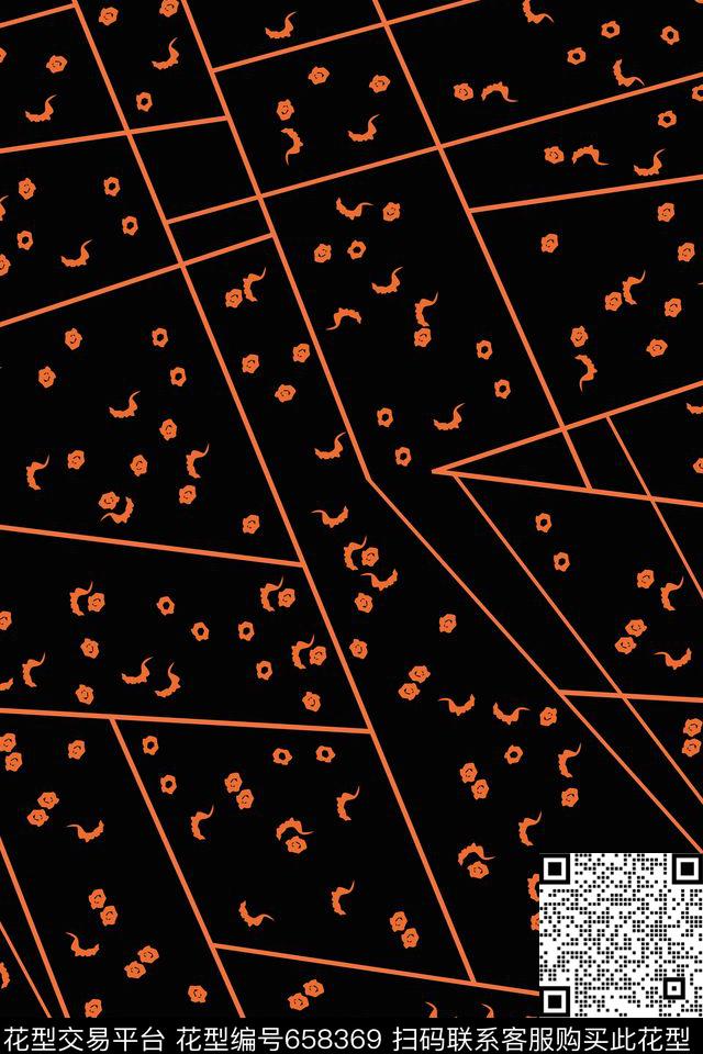 大牌花朵线条数码印花华亿平台下载（图片编号: 658369） - 瓦栏（Walan）