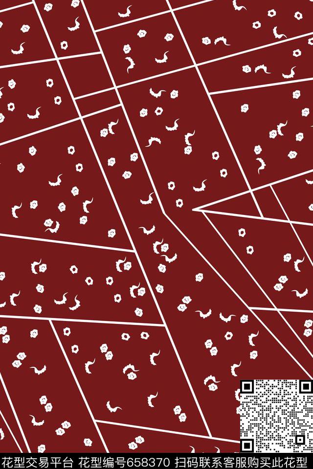 大牌花朵线条数码印花华亿平台下载（图片编号: 658370） - 瓦栏（Walan）