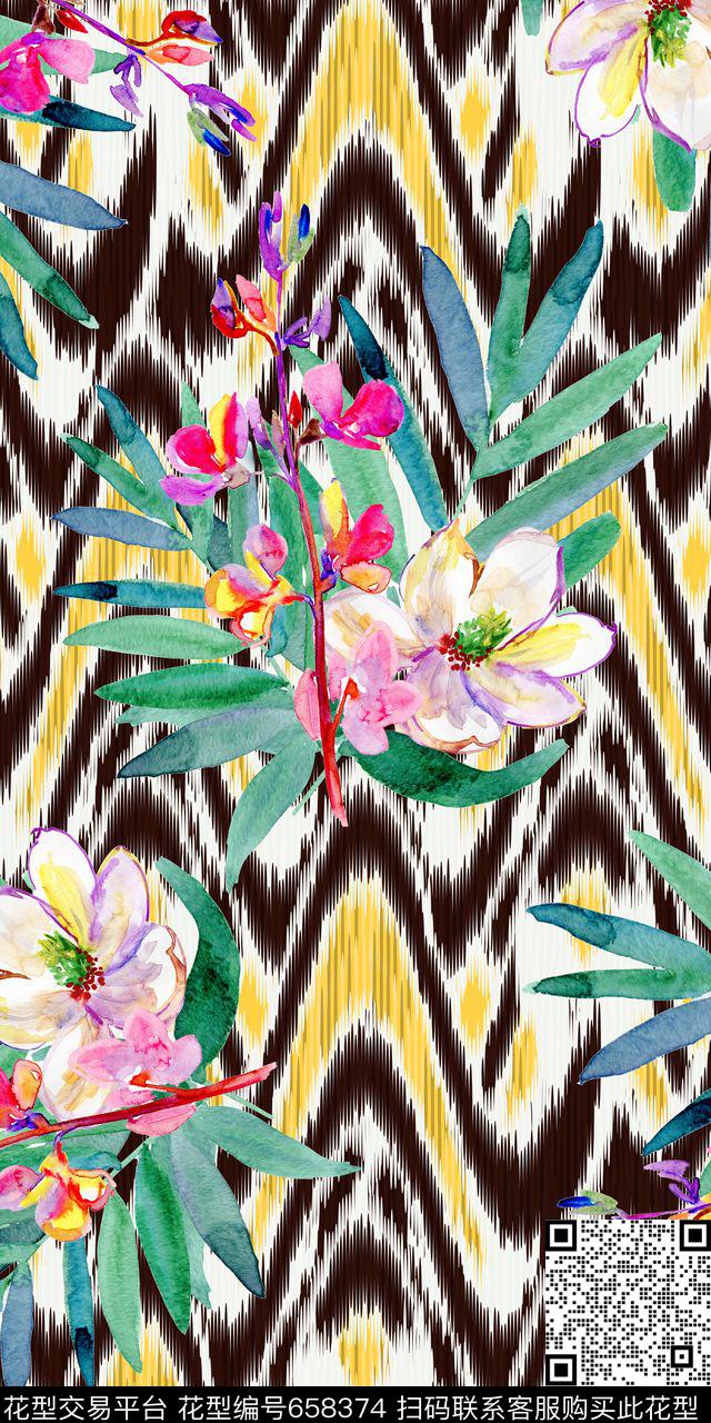 热带植物花纹数码印花华亿平台下载（图片编号: 658374） - 瓦栏（Walan）