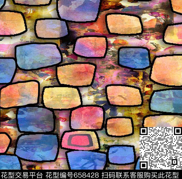 不规则几何小方块方格数码印花华亿平台下载（图片编号: 658428） - 瓦栏（Walan）
