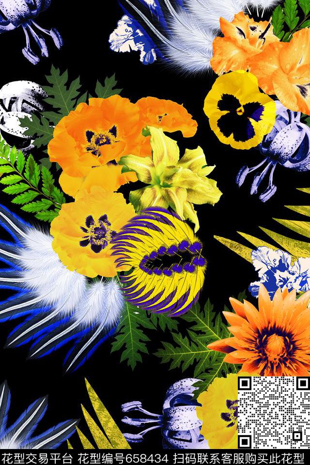 热带羽毛巴西数码印花华亿平台下载（图片编号: 658434） - 瓦栏（Walan）