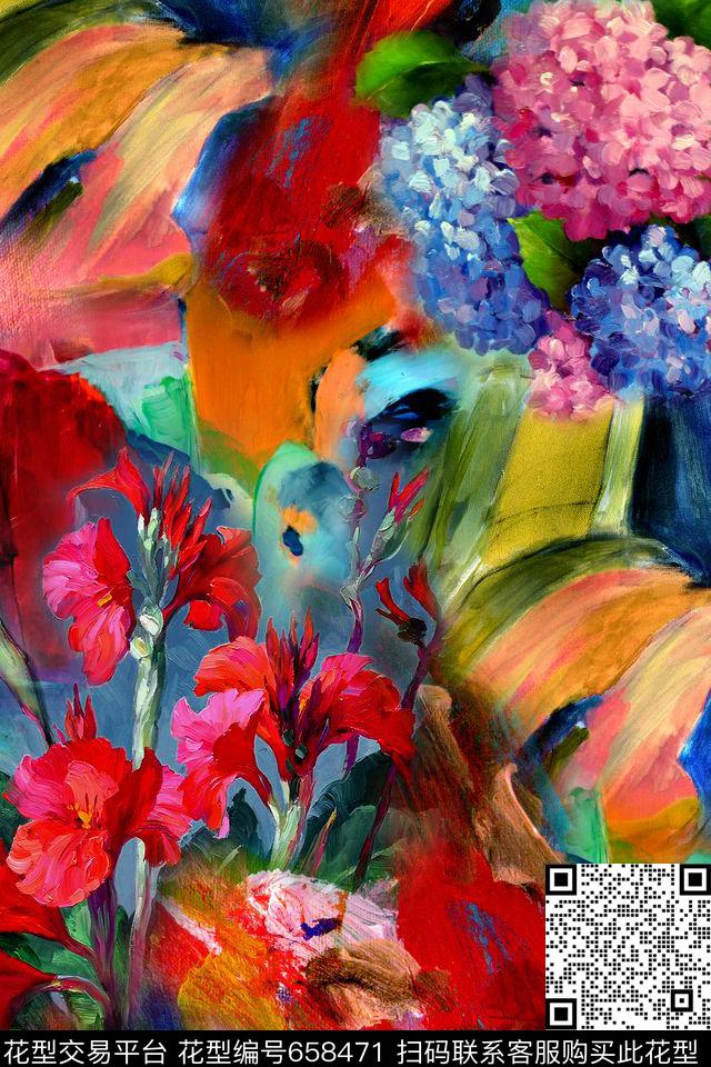 抽象几何拼接数码印花华亿平台下载（图片编号: 658471） - 瓦栏（Walan）