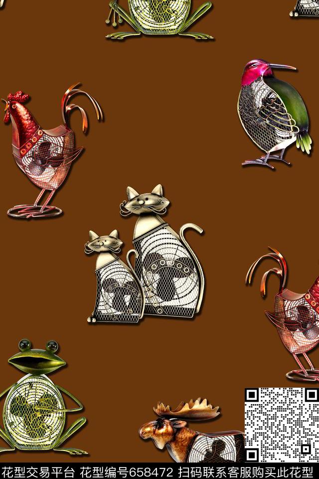 趣味动物机械数码印花华亿平台下载（图片编号: 658472） - 瓦栏（Walan）