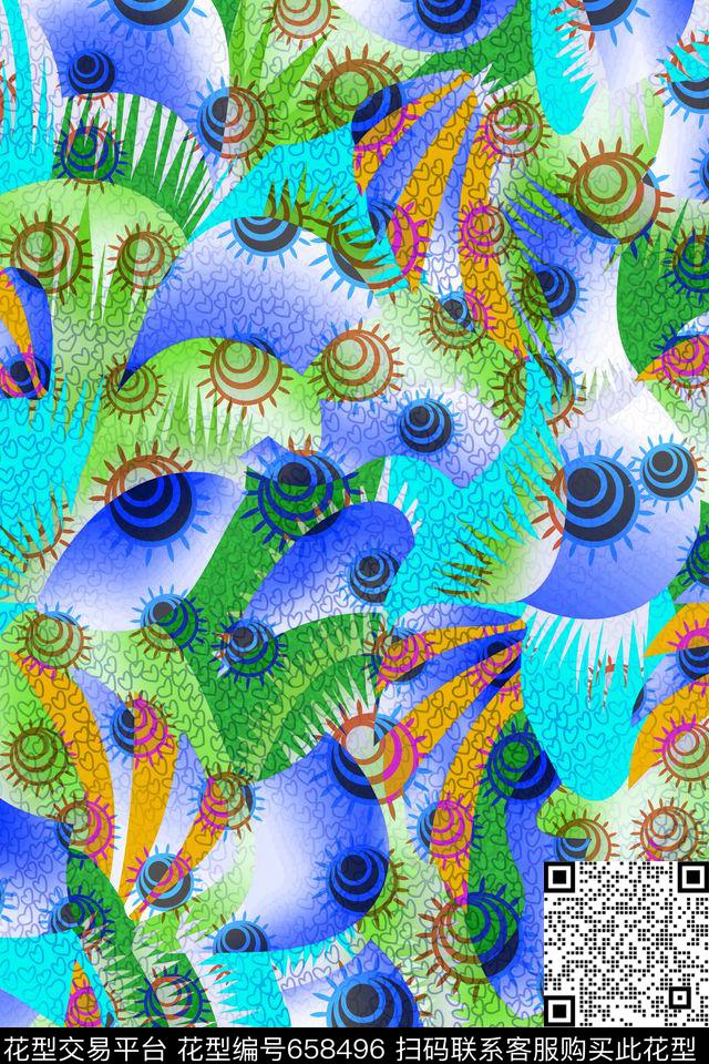 波点解构色块传统印花华亿平台下载（图片编号: 658496） - 瓦栏（Walan）