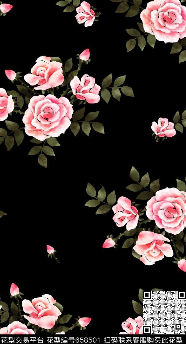 玫瑰小碎花兰花数码印花华亿平台下载（图片编号: 658501） - 瓦栏（Walan）