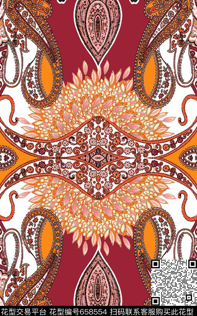 民族风情0分色区几何对称花卉传统印花华亿平台下载（图片编号: 658554） - 瓦栏（Walan）