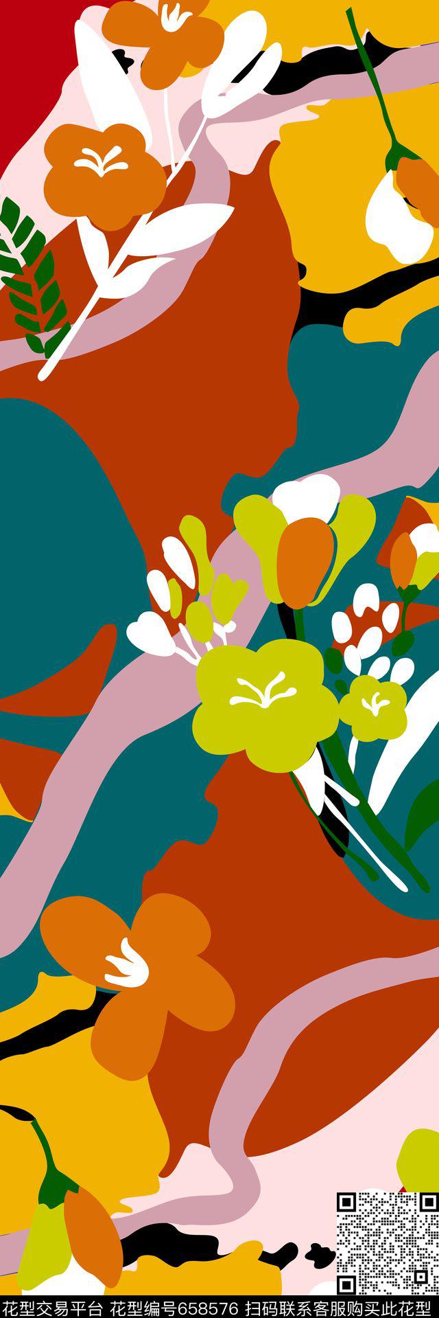 时尚丝巾大牌长巾不规则几何传统印花华亿平台下载（图片编号: 658576） - 瓦栏（Walan）