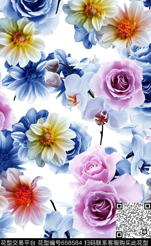 高清花卉真实花卉数码印花数码印花华亿平台下载（图片编号: 658584） - 瓦栏（Walan）