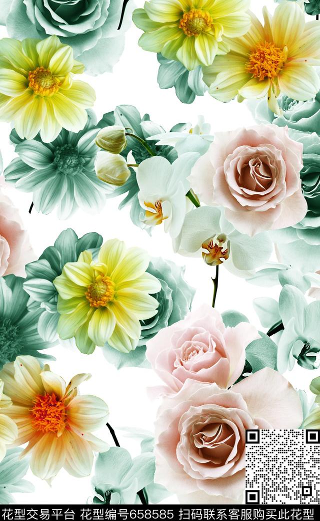 高清花卉真实花卉数码印花数码印花华亿平台下载（图片编号: 658585） - 瓦栏（Walan）