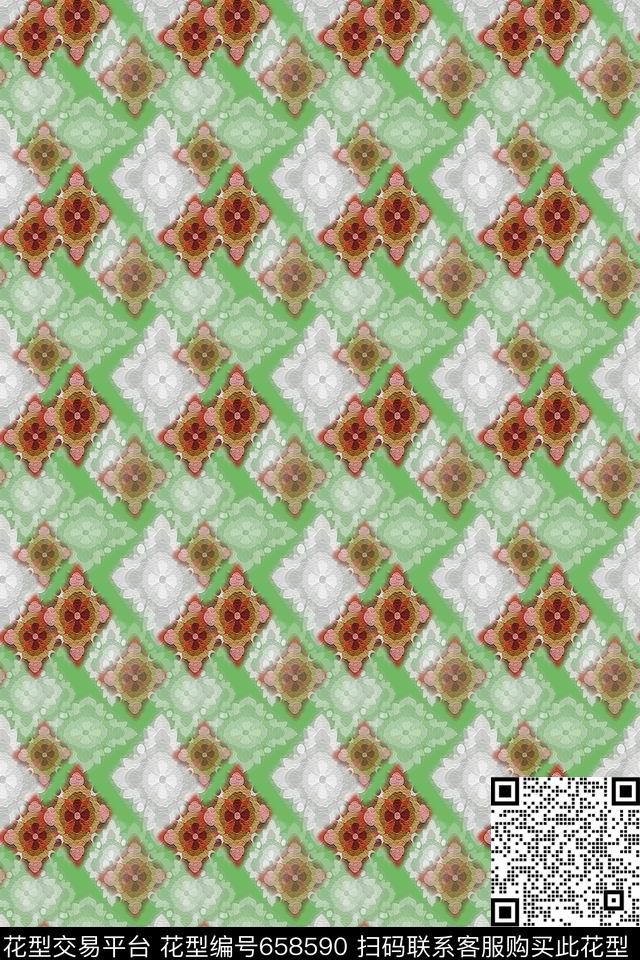 复古典雅休闲时尚蕾丝底纹数码印花华亿平台下载（图片编号: 658590） - 瓦栏（Walan）