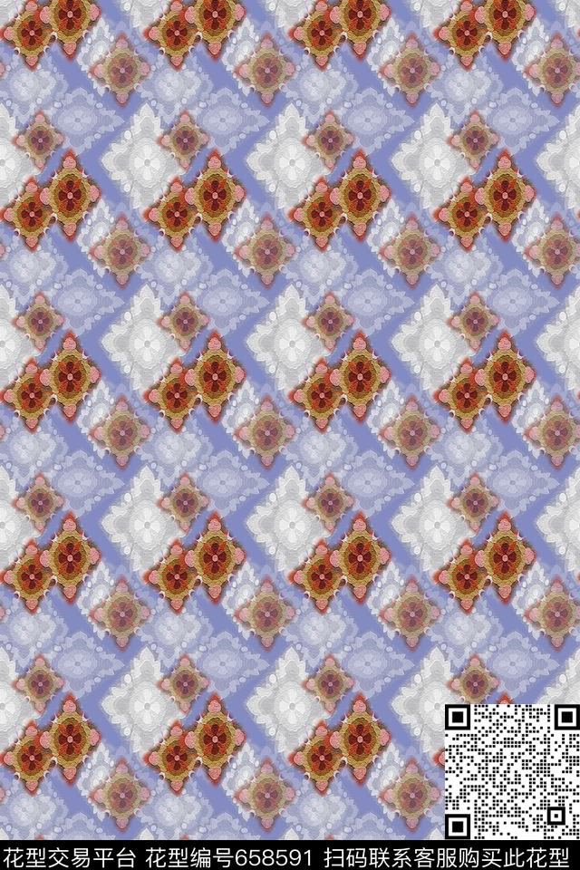 复古典雅休闲时尚蕾丝底纹数码印花华亿平台下载（图片编号: 658591） - 瓦栏（Walan）