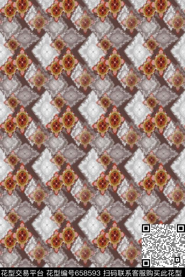 复古典雅休闲时尚蕾丝底纹数码印花华亿平台下载（图片编号: 658593） - 瓦栏（Walan）