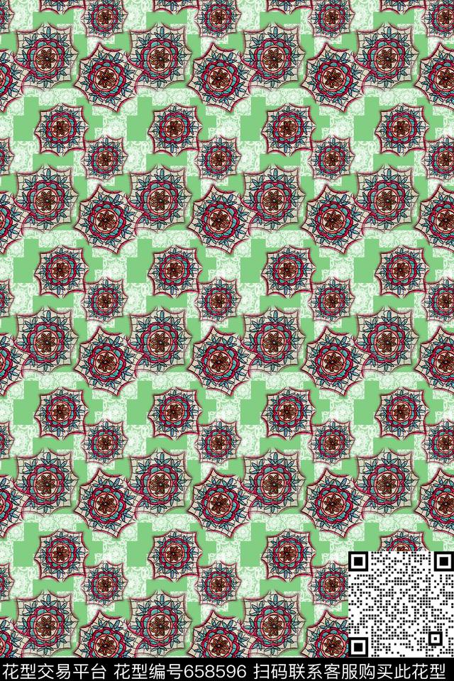 休闲时尚复古典雅蕾丝底纹数码印花华亿平台下载（图片编号: 658596） - 瓦栏（Walan）