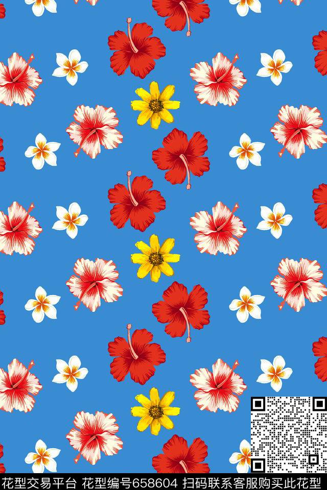大花花朵花卉传统印花华亿平台下载（图片编号: 658604） - 瓦栏（Walan）