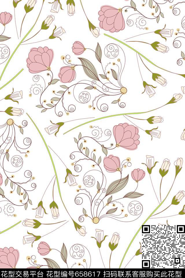 花朵田园风休闲小花传统印花华亿平台下载（图片编号: 658617） - 瓦栏（Walan）