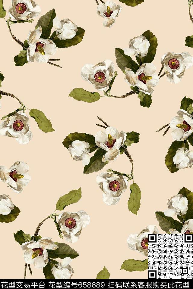 简约花卉小花大牌数码印花华亿平台下载（图片编号: 658689） - 瓦栏（Walan）