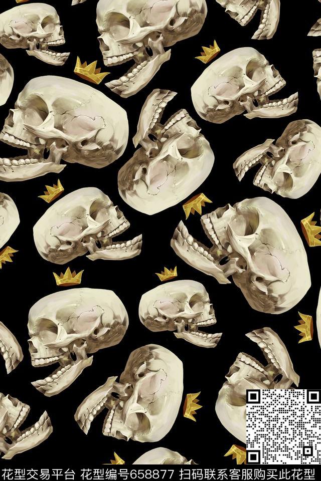 骷髅皇冠休闲数码印花华亿平台下载（图片编号: 658877） - 瓦栏（Walan）