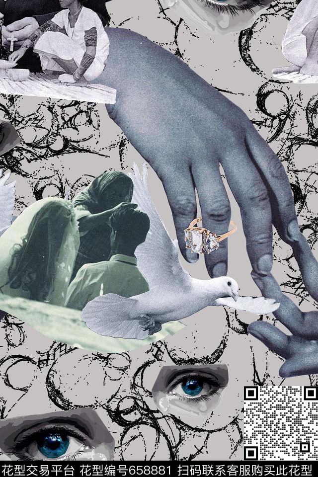 眼睛人物贴图数码印花华亿平台下载（图片编号: 658881） - 瓦栏（Walan）